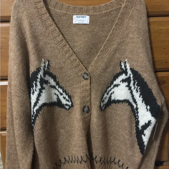 Old Navy Horse Cardigan Sweater - Picture 1 of 3
